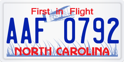 NC license plate AAF0792
