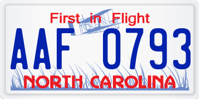 NC license plate AAF0793