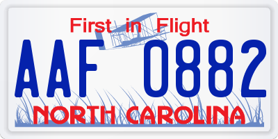 NC license plate AAF0882