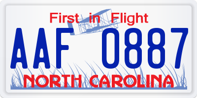 NC license plate AAF0887