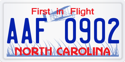 NC license plate AAF0902