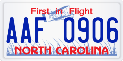 NC license plate AAF0906