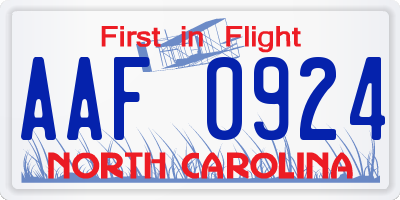 NC license plate AAF0924