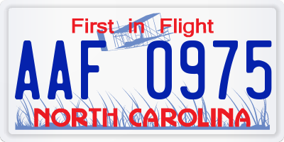 NC license plate AAF0975