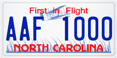 NC license plate AAF1000