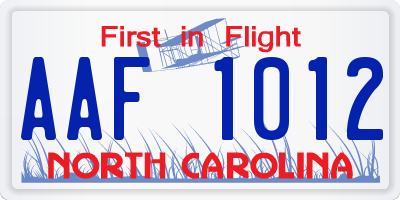 NC license plate AAF1012