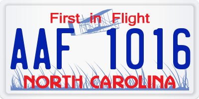 NC license plate AAF1016