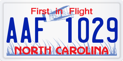 NC license plate AAF1029