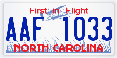 NC license plate AAF1033