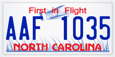 NC license plate AAF1035