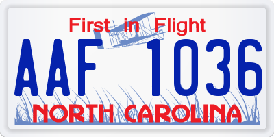 NC license plate AAF1036