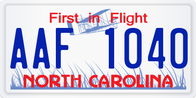 NC license plate AAF1040