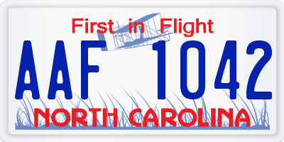 NC license plate AAF1042