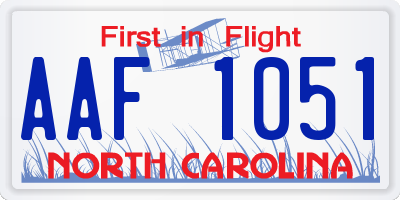 NC license plate AAF1051