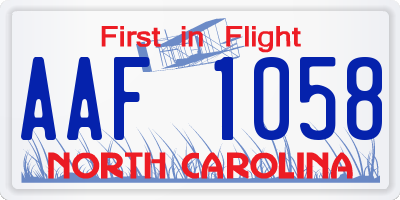 NC license plate AAF1058