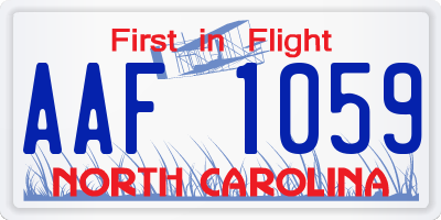 NC license plate AAF1059