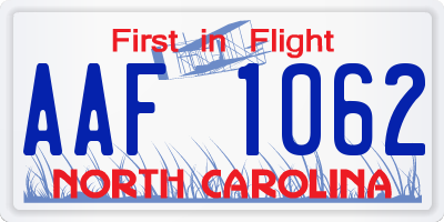 NC license plate AAF1062