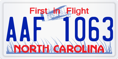 NC license plate AAF1063
