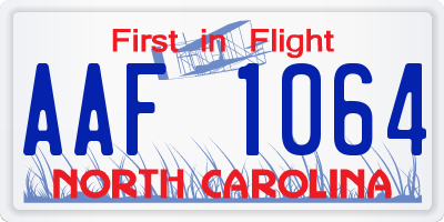 NC license plate AAF1064