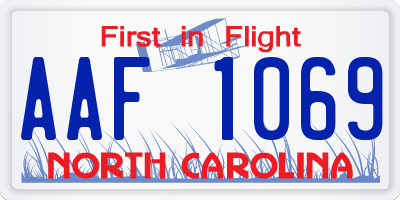 NC license plate AAF1069