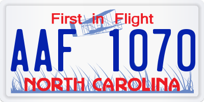 NC license plate AAF1070