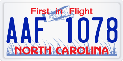 NC license plate AAF1078
