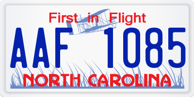 NC license plate AAF1085