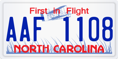 NC license plate AAF1108