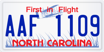 NC license plate AAF1109