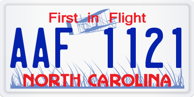 NC license plate AAF1121