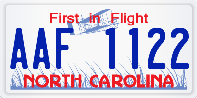 NC license plate AAF1122