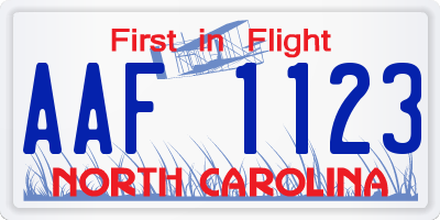 NC license plate AAF1123