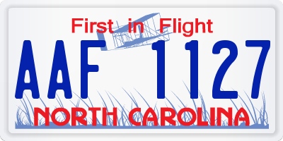 NC license plate AAF1127