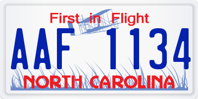 NC license plate AAF1134