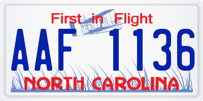 NC license plate AAF1136
