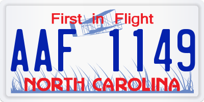 NC license plate AAF1149