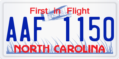 NC license plate AAF1150