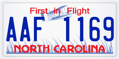 NC license plate AAF1169