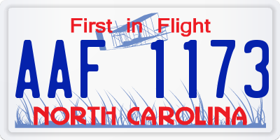NC license plate AAF1173