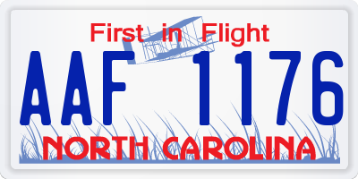 NC license plate AAF1176
