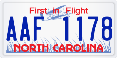 NC license plate AAF1178