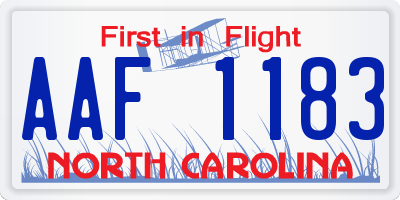 NC license plate AAF1183