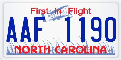 NC license plate AAF1190