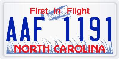 NC license plate AAF1191