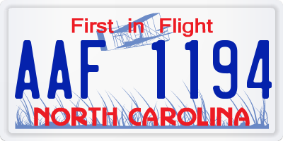 NC license plate AAF1194