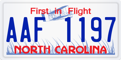 NC license plate AAF1197