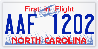 NC license plate AAF1202