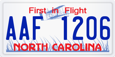 NC license plate AAF1206