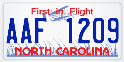 NC license plate AAF1209