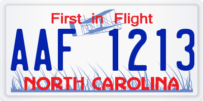 NC license plate AAF1213